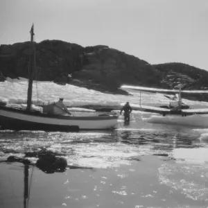 Aeroplane and Stella beside slipway