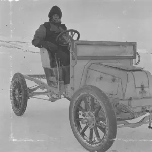 Bernard Day in his motor car