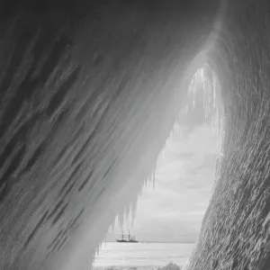 The Cavern in the iceberg without figures. Terra Nova in distance. January 8th 1911