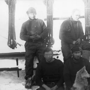 Crew members on deck of the ship Discovery. The Mess No. 3