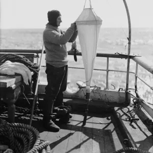 Dennis Lillie getting a tow net out. January 1st 1911