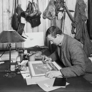 Dr Edward Wilson working on a sketch