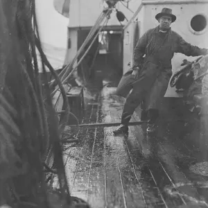 Print of Ernest Shackleton on board the Quest Print of Ernest Shackleton on board the Quest