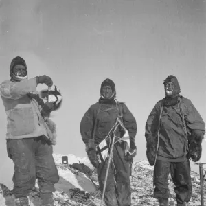 Gran, Abbott and Hooper at summit of Erebus, December 1912