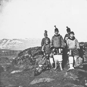 Group of Inuit people on shore