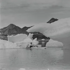 H. G. (Gino) Watkins in kayak among floes