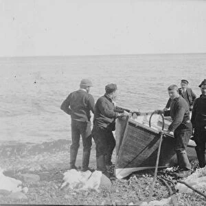 Launching the boat at Franklin Island