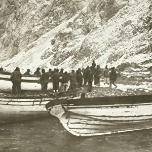Pulling up the boats below the cliffs of Elephant Island