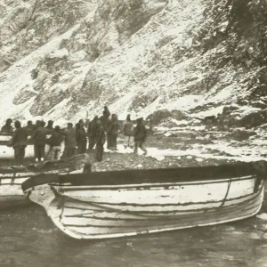 Pulling up the boats below the cliffs of Elephant Island