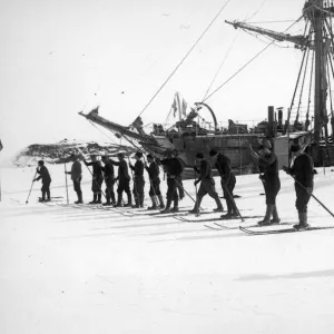 Start of ski flat race, Antarctic sports