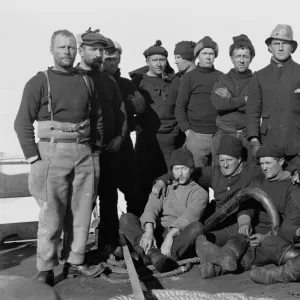 Some of the Terra Nova crew on the fo castle. December 28th 1910