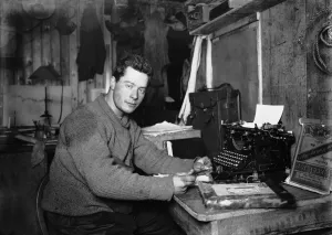 Apsley Cherry-Garrard working on the South Polar Times . August 30th 1911 Apsley Cherry-Garrard working on the South Polar Times . August 30th 1911