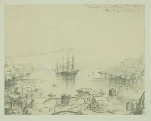 Ships Prints: The Arctic Expedition at Whale Fish Island, near Disko, 8 July 1845