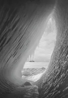 Images Dated 10th April 2015: The Cavern in the iceberg without figures. Terra Nova in distance. January 8th 1911