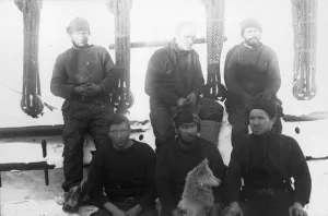Crew members on deck of the ship Discovery. The Mess No. 3