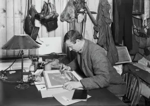 British Antarctic Expedition 1910-13 (Terra Nova) Gallery: Dr Edward Wilson working on a sketch