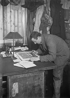 British Antarctic Expedition 1910-13 (Terra Nova) Collection: Dr Edward Wilson working up a sketch. May 18th 1911