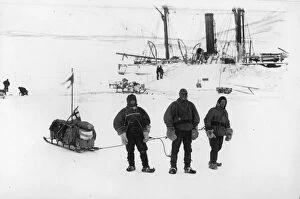 British National Antarctic Expedition 1901-04 (Discovery) Collection: Dr Koettlitz, Bernacchi and the carpenter Dailey starting south west