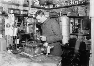 British Antarctic Expedition 1910-13 (Terra Nova) Gallery: Dr Simpson in his laboratory, at the Winterquarters Hut. December 21st 1911