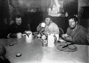 Dr Wilson, Lt Bowers and Apsley Cherry-Garrard on return from winter trip to Cape Crozier. August 1st 1911