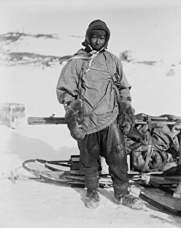 Edgar Evans, with a laden sledge