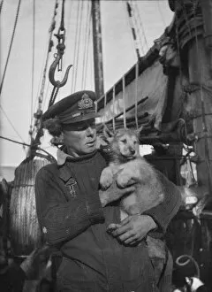 Dogs Collection: Edward Bingham holding Annie
