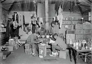 Edward Nelson, Bernard Day and William Lashly in Ernest Shackletons hut. February 17th 1911