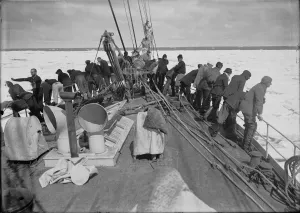 British Antarctic Expedition 1910-13 (Terra Nova) Prints: Entering the Pack. Fo castle of the Terra Nova. December 9th 1910