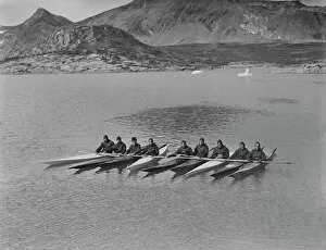 British Arctic Air Route Expedition 1930-31 Collection: Entire expedition in kayaks