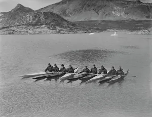 British Arctic Air Route Expedition 1930-31 Gallery: Entire expedition in kayaks