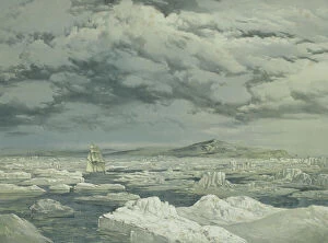 Artist: Samuel Gurney Cresswell Gallery: First discovery of land by HMS Investigator, September 6th 1850