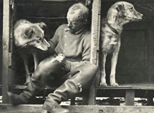 Imperial Trans-Antarctic Expedition 1914-17 (Endurance) Collection: Frank Wild and sledge dogs on board ship