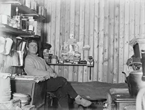 George Percy Abbott, sitting by his bunk