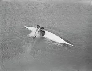 British Arctic Air Route Expedition 1930-31 Gallery: H. G. (Gino) Watkins recovering from roll
