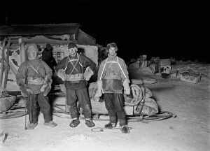 Sledges Collection: Lt Henry Bowers, Dr Edward Wilson and Apsley Cherry-Garrard beside their sledge