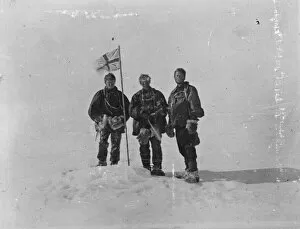 British Antarctic Expedition 1907-09 (Nimrod) Collection: At the magnetic pole, Mackay, Mawson and David