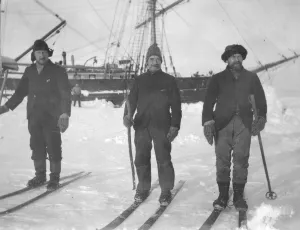 Ship Collection: Three mates on skis. Davidson, Fitchie, McDougall