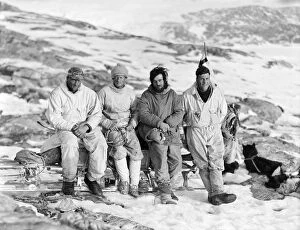 British Arctic Air Route Expedition 1930-31 Gallery: Rymill, Watkins, Courtauld and Chapman at Base after Courtaulds relief