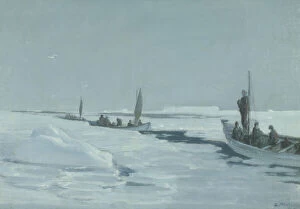 Artist: George Marston Gallery: Sailing towards Elephant Island through open pack ice, Weddell Sea