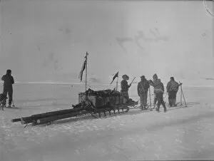 Antarctic Relief Expeditions 1902-04 Collection: Sledging. Man-hauling a sledge on the ice