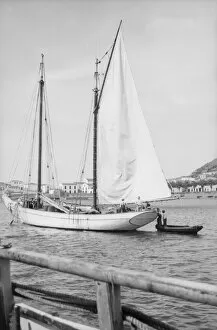 British Graham Land Expedition 1934-37 Gallery: Small schooner in harbour, Azores