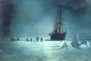 : Soccer on the floe whilst waiting for the ice to break up. December 20th. Lat 62.42 17.58 W