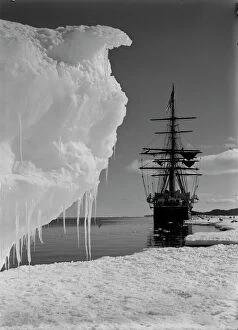 British Antarctic Expedition 1910-13 (Terra Nova) Gallery: The Terra Nova and a berg at ice-foot. January 16th 1911