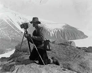 British Antarctic Expedition 1910-13 (Terra Nova) Collection: Thomas Griffith Taylor photographing