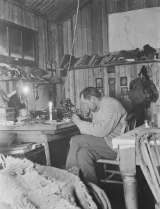 Debenham Gallery: Victor Campbell carrying out scientific research