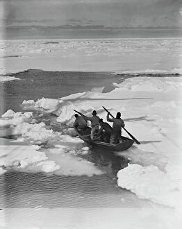 British Antarctic Expedition 1910-13 (Terra Nova) Collection: Working the pram (rowing boat) through pack ice to hunt penguins. December 1910